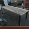 Tafel 'METKA' in dik Gebruikt Steigerhout + metalen onderstel - Afbeelding 3